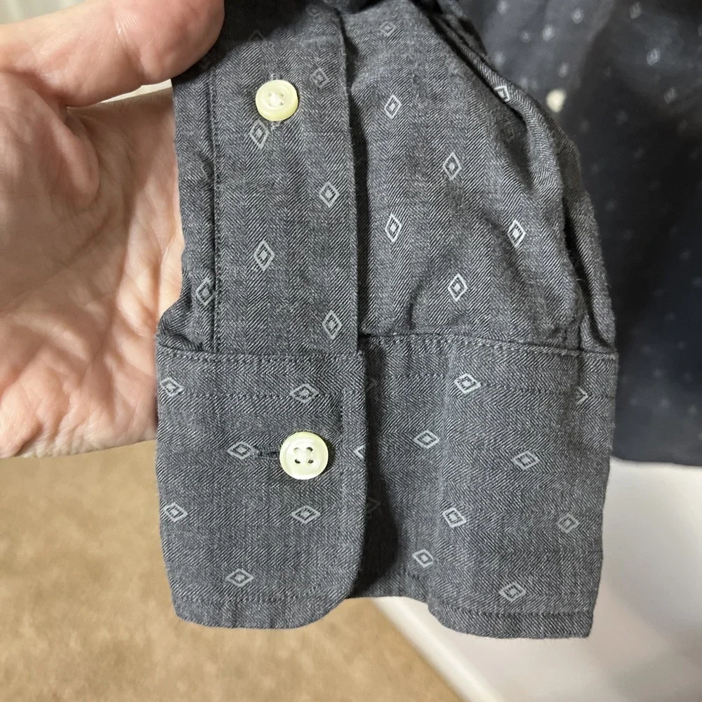 Polo Ralph Lauren Men's Gray Diamond Pattern Button Front L/S‎ Shirt Sz Large